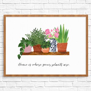 Zuhause ist, wo deine Pflanzen sind | Illustrierter Pflanzendruck | Pflanzen Poster | Sofort Download
