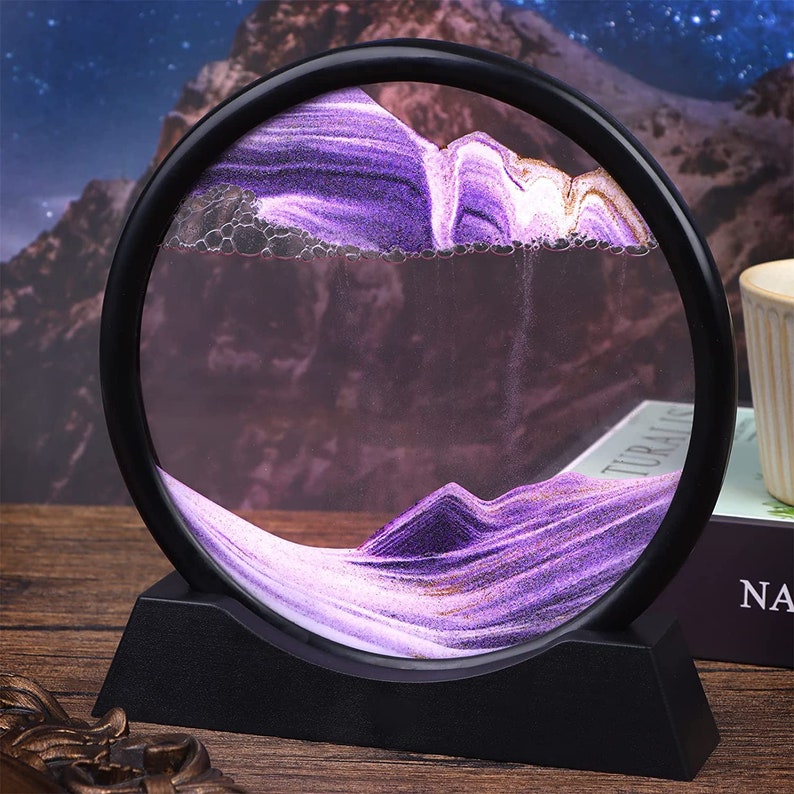 Moving Sand Art Flowing Sand Painting Round Glass 3D Deep Sea Etsy UK