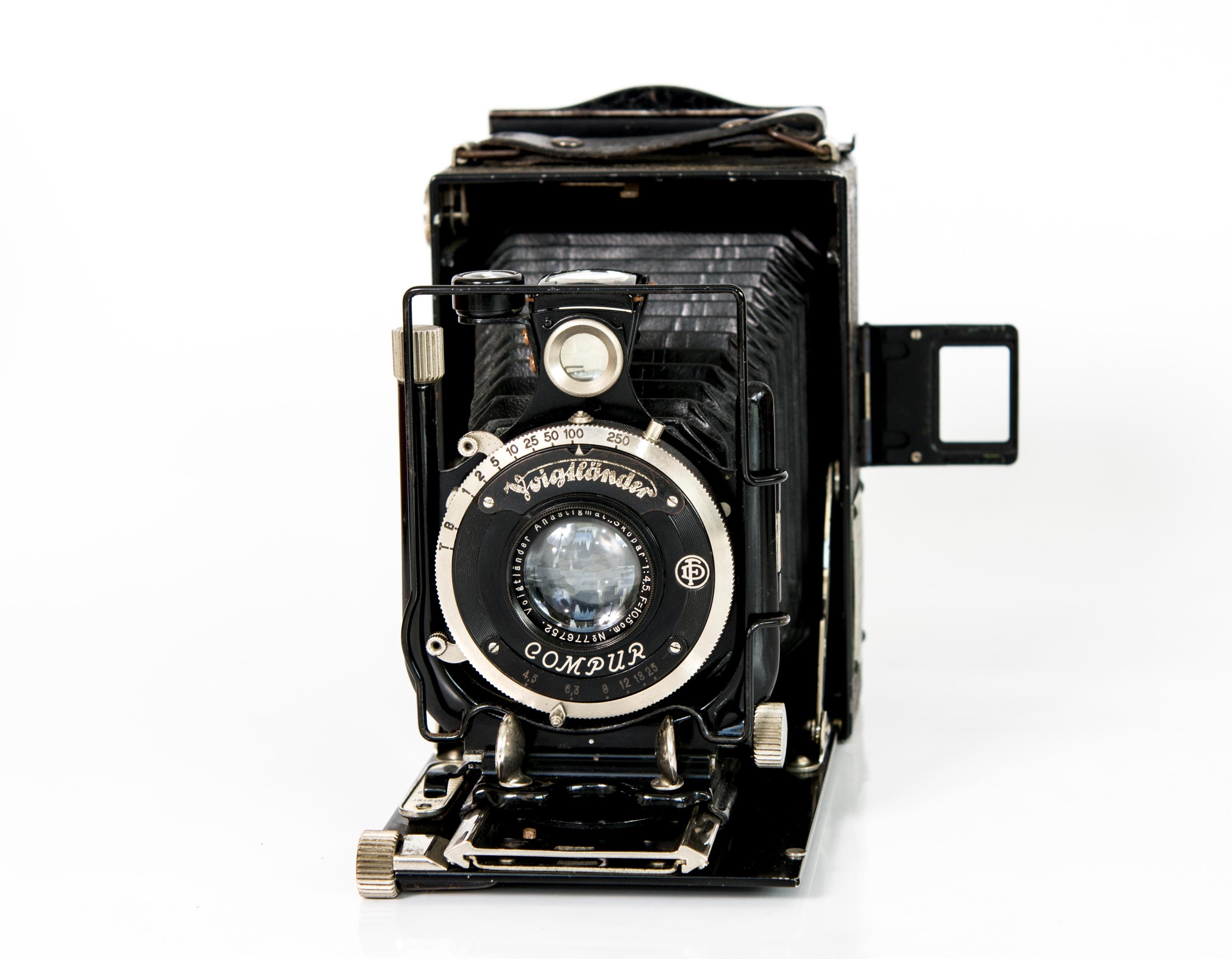 MURER APPAREIL PHOTO ANCIEN A SOUFFLET GAINAGE CUIR 4.5 X 6