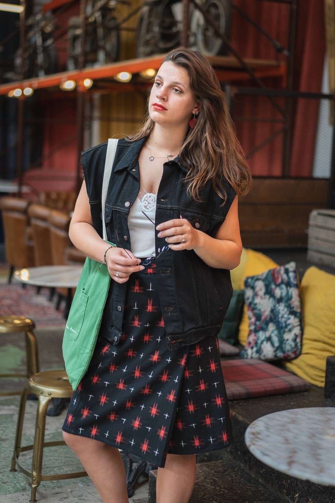 Buy Fairtrade Upcycled Cotton Ikat Wrap Skirt Black White Wrap Skirts  Cotton Ikat Skirts Upcycled Wrap Around Skirts Indian Textiles Online in 