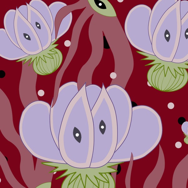 Digital painting of botanical flowers. Lilies