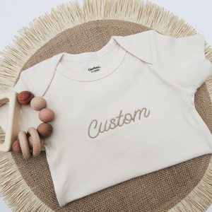 Embroidered Custom Onesies® Brand, for Babies, Personalized Baby Onesies® Custom Natural Neutral Onesie® Baby Name Onesie® Baby Girl, Boy