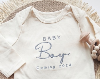 Embroidered Onesies® Brand, Baby Boy Girl Coming Soon, Personalized Baby Onesies® Neutral Onesies® Baby Name Onesie® Pregnancy Announcement