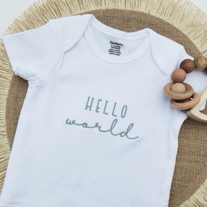 Embroidered Pregnancy Announcement, Hello World Onesies®  Brand, Littlest Last Name, Coming Soon Onesie® Coming Home Outfit, Misc 212