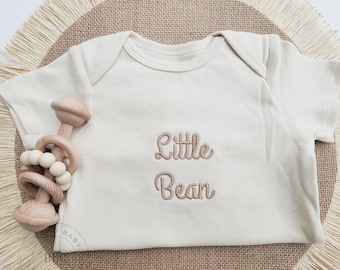 Embroidered Onesies® Brand, Little Bean, Onesies® Coffee Bean, Onesies® Custom Natural Neutral Onesies® Baby Announcement Family, Misc 210