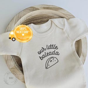 Embroidered Our Little Baleada Onesie® Brand Spanish Baby Pregnancy Announcement Onesies® Neutral Bodysuit Hi Grandma Grandparents E28