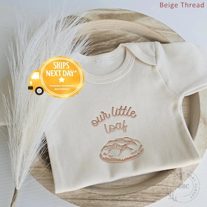 Embroidered Our Little Loaf Onesie® Brand Coming Soon Baby Pregnancy Announcement Onesies® Neutral Bodysuit Bread Crumb Baby Gift E20