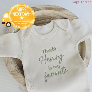 Embroidered Uncle is My favorite Onesie® Brand, Gift For Uncle, Cute Natural Baby Onesie® Pregnancy Announcement to Family Z184