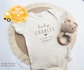 Embroidered Baby Name Onesie® Girl, Boy, Pregnancy Announcement Onesies® Brand, Baby Coming Soon Onesies® Custom Natural Neutral Onesies® Z8