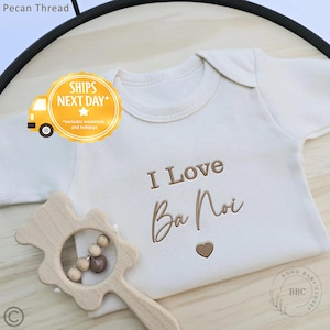 Embroidered I Love My Ba Noi Onesie® Brand, I love my Grandma, Baby Bodysuit, Pregnancy Announcement to Grandparents, Coming Soon, F50