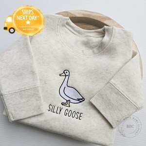 Embroidered Silly Goose Sweatshirt Holiday Sweater Christmas Gift for Kids Christmas Gift Ideas Toddler Youth Christmas Kids Gift C1