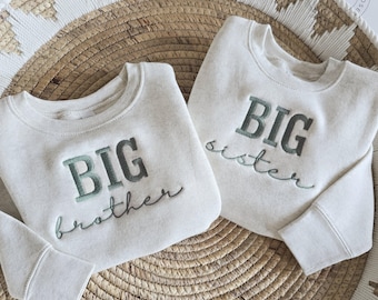 Embroidered Big Brother Sweatshirt, Natural Toddler Sweatshirt, Pregnancy Announcement, Big Bro, Coming Soon Neautral Sweatshirt, S1, S2