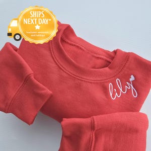 Embroidered Name Sweatshirt Name on Collar Christmas Gift for Kids Natural Toddler Sweatshirt Youth Christmas Gifts Ideas for Kids Neck Z219