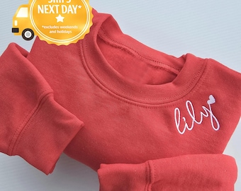 Embroidered Name Sweatshirt Name on Collar Christmas Gift for Kids Natural Toddler Sweatshirt Youth Christmas Gifts Ideas for Kids Neck Z219