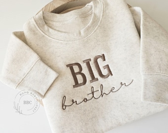 Embroidered Big Brother Sweatshirt, Natural Toddler Sweatshirt, Pregnancy Announcement, Big Bro, Coming Soon Neautral Sweatshirt, S1