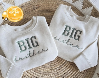 Embroidered Big Brother Sweatshirt, Natural Toddler Sweatshirt, Pregnancy Announcement, Big Bro, Coming Soon Neautral Sweatshirt, S1, S2