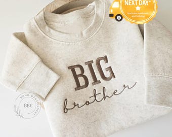Embroidered Big Brother Sweatshirt, Natural Toddler Sweatshirt, Pregnancy Announcement, Big Bro, Coming Soon Neautral Sweatshirt, S1