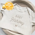 Embroidered Baby Name Onesie® Girl, Boy, Pregnancy Announcement Onesies® Brand, Baby Coming Soon Onesies® Custom Neutral Onesies® Z30