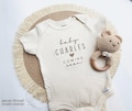 Embroidered Baby Name Onesie® Girl, Boy, Pregnancy Announcement Onesies® Brand, Baby Coming Soon Onesies® Custom Natural Neutral Onesies® Z8