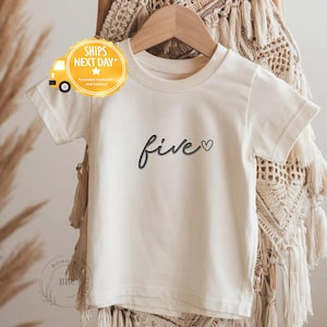 Embroidered Five Birthday Shirt 5 Birthday Party Shirt Babe Birthday Girl Birthday Toddler T-Shirt Girl Birthday Shirt Birthday T-Shirt J19