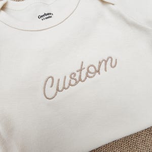 Embroidered Custom Onesies® Brand, for Babies, Personalized Baby Onesies® Custom Natural Neutral Onesie® Baby Name Onesie® Baby Girl, Boy Z5 image 3