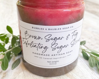 Brown Sugar & Fig Sugar Scrub| Exfoliating| Self Care| Spa Gifts| Sugar Scrub| Gifts for Her| Natural Skincare| Gift Set| Valentine’s Gift