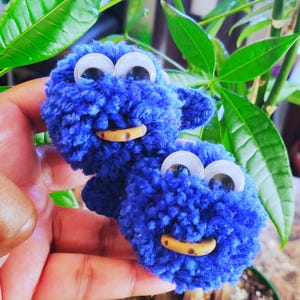 Cookie Monster Pom Pom Hair Clips, hair accessories for girls, gift for girls, stocking stuffers, hair bobble