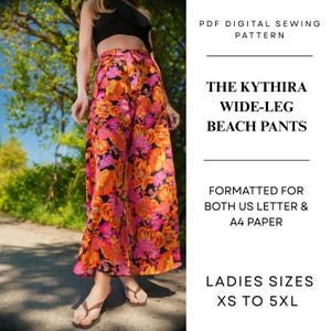 Wide Leg Pants Sewing Pattern PDF | Boho Beach Pants Pattern | Summer Palazzo Pants DIY | Relaxed Fit Trousers | Instant Download