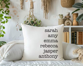 Personalized Family Name Throw Pillow Case - Housewarming gift for her, birthday gift for mom, grandma, Valentine gift, House decor gift
