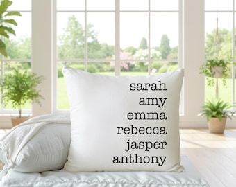 Personalized Family Name Throw Pillow Case, Customize with Names Housewarming Gift, Birthday gift for Mom, Grandma Gifts, Mothers day gift