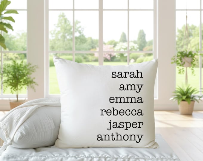 Personalized Family Name Throw Pillow Case, Customize with Names Housewarming Gift, Birthday gift for Mom, Grandma Gifts, Mothers day gift