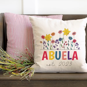 Family Name Canvas Pillow Cover,Keepsake Gift for Grandma,Mom Room Decor,Baby annoucement for Grandparent,New Homeowner gift,Back to school