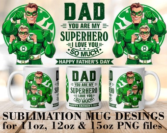 Superhero Dad Mug Wrap PNG: Father's Day Sublimation Design (Digital Download)