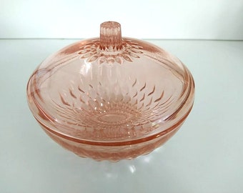 Sucrier vintage Duralex en verre rose