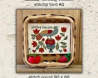 SEWING TOMATO * Stitchy Bird @2 * Teresa Kogut * Counted Cross Stitch Pattern-2