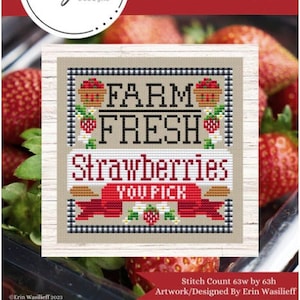 FARM FRESH STRAWBERRIES * Erin Elizabeth Designs * Counted Cross Stitch Pattern-3