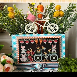 BUNNY HOP * Let&#39;s Go Ride a Bike *  Stitching With The Housewives * Counted Cross Stitch Pattern-2