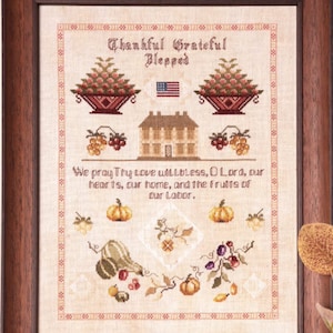 THE THANKSGIVING SAMPLER * Samplers and Primitives * Cross Stitch Pattern-3