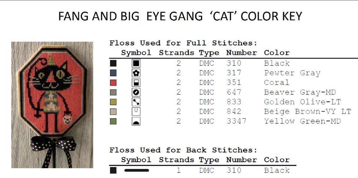 Fang and Big Eye Gang * Twin Peak Primitives * Cross Stitch Pattern-c ...