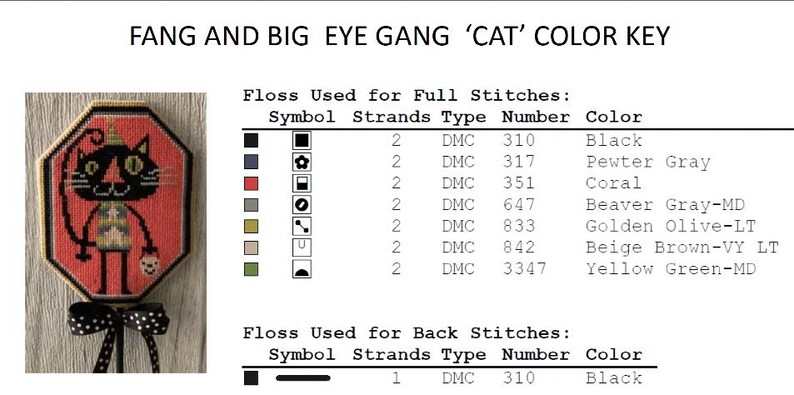 Fang and Big Eye Gang * Twin Peak Primitives * Cross Stitch Pattern-c ...