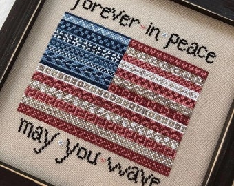 FOREVER IN PEACE * Sweet Wing Studio * Counted Cross Stitch Pattern * Flag-b
