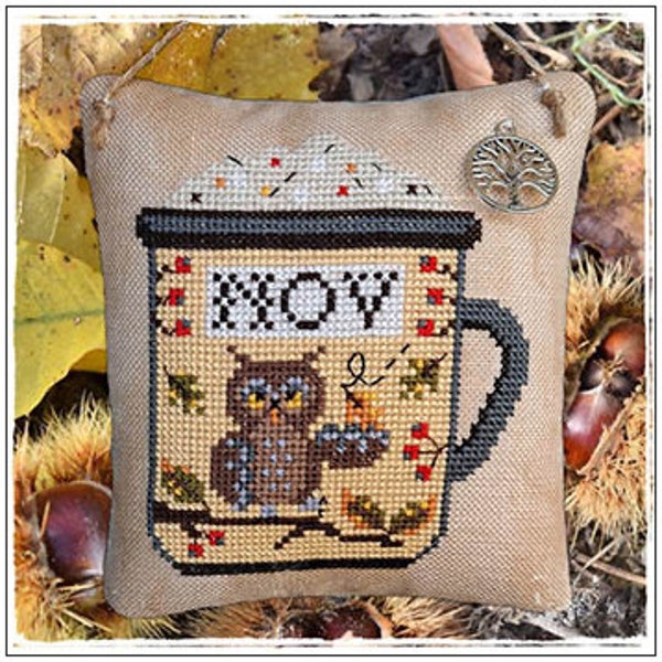 MONTHS In A MUG - NOVEMBER * Fairy Wool In The Wood * Cross Stitch Pattern-2