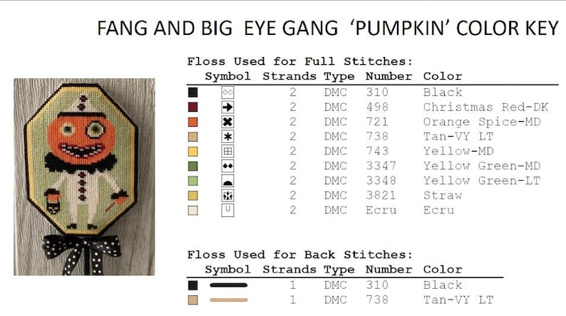 Fang and Big Eye Gang * Twin Peak Primitives * Cross Stitch Pattern-c ...
