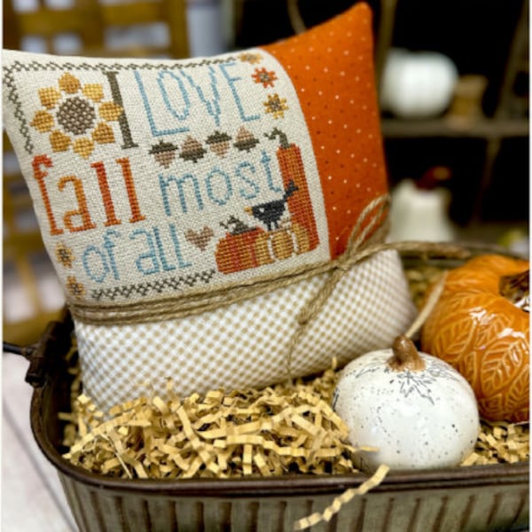 I LOVE FALL Most Of All * Primrose Cottage Stitches * Cross Stitch Pattern-2