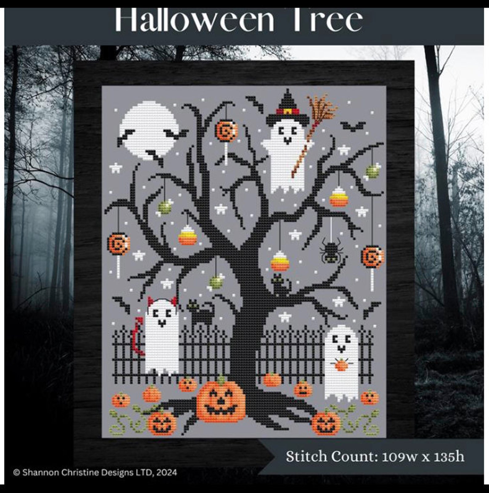 HALLOWEEN TREE * Shannon Christine Designs * Cross Stitch Pattern-c - Etsy