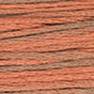 May include: Close-up of a textured, multi-colored yarn with shades of brown and orange.
