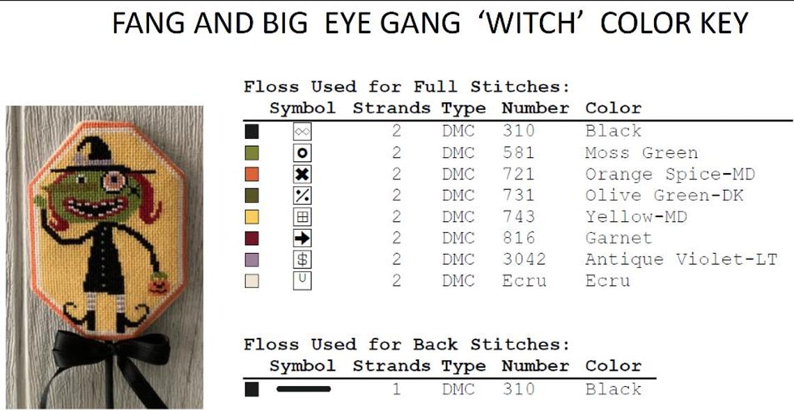Fang and Big Eye Gang * Twin Peak Primitives * Cross Stitch Pattern-c ...