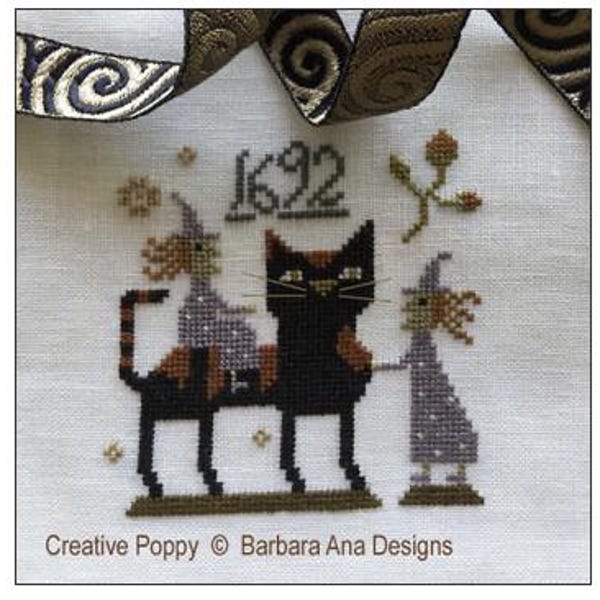 ¿GATO BRUJO? * Diseños de Barbara Ana * Patrón de punto de cruz contado-c