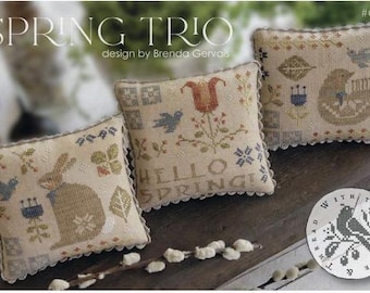 SPRING TRIO * Brenda Gervais * With Thy Needle & Thread * Cross Stitch pattern - b