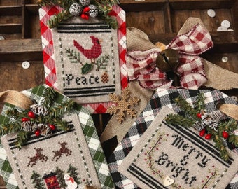 CHRISTMAS In THE COUNTRY * Set 4 * Annie Beez Folk Art * Cross Stitch Pattern-b